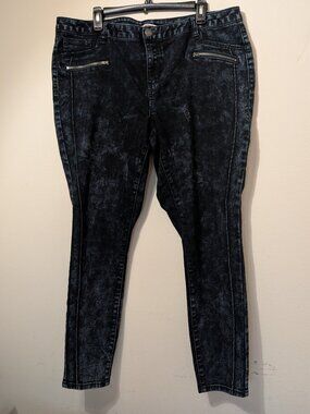 Bongo Acid Dark Wash Jeans with Zippers Skinny Size 18W
